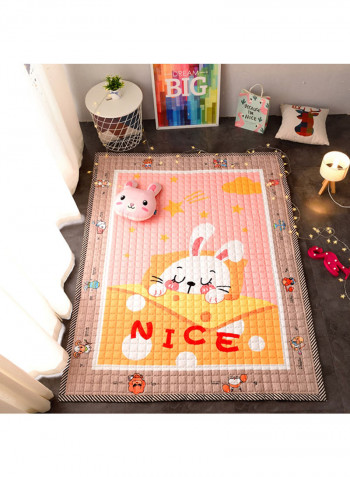 Sweet Rabbit Pattern Anti-Skid Mat Multicolour 145x195centimeter