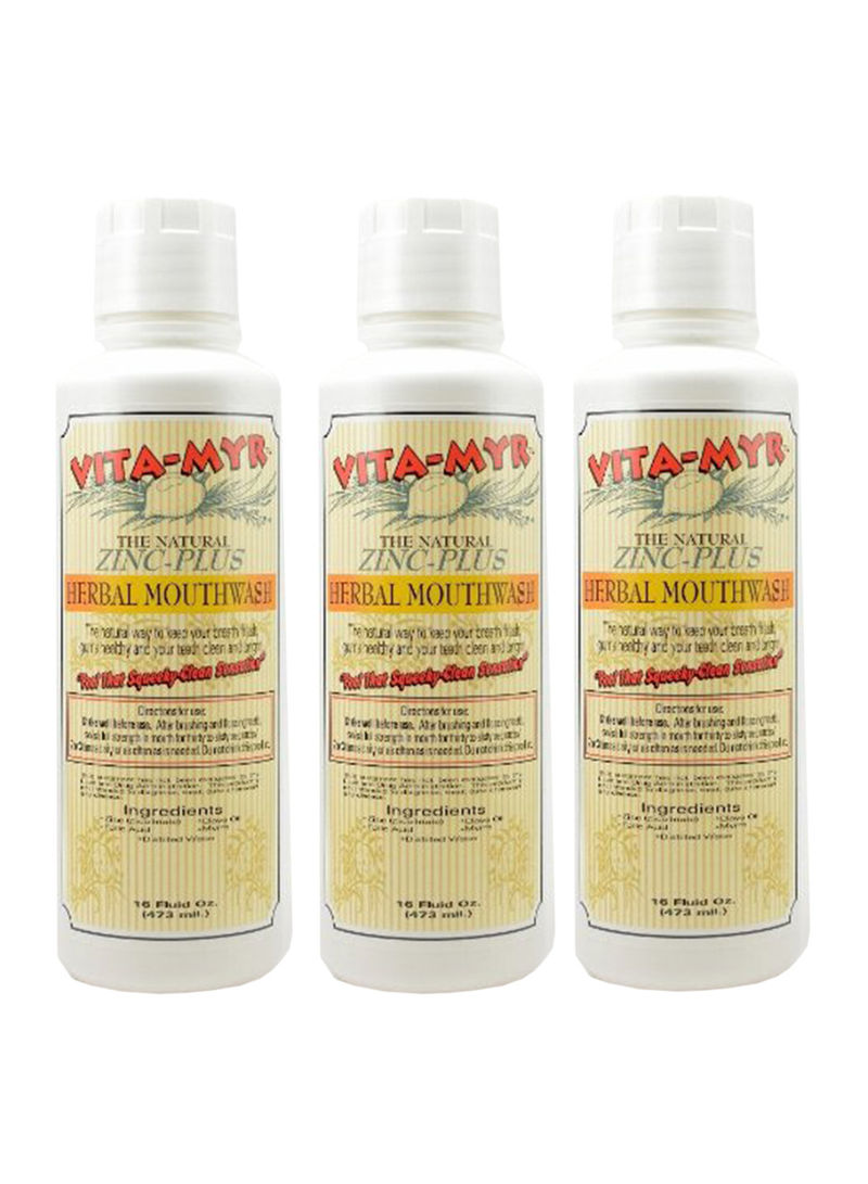 Pack of 3 Herbal Zinc-Plus All Natural Mouthwash