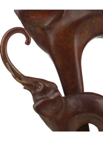 Mother With Baby Tabletop Sculpture Brown 11.8x2.8x6.7inch