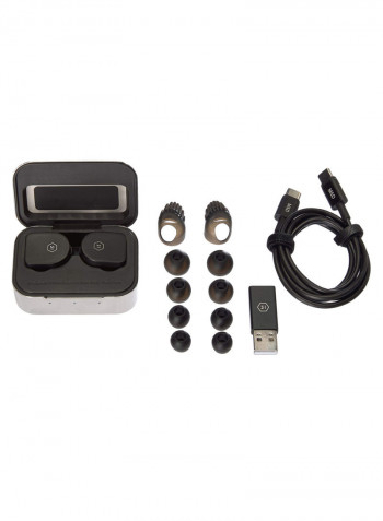 Bluetooth Wireless Earbuds With Charging Case Black/Silver