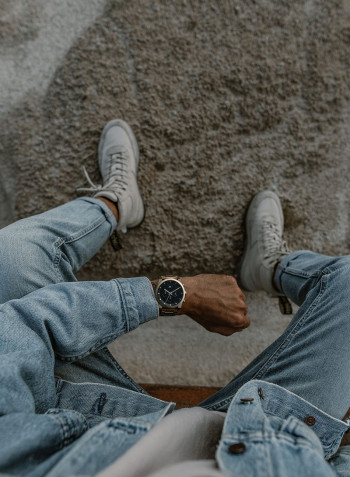 Men's Stainless Steel Analog Wrist Watch 28700004 With Black Cuff Bracelet And Sunglasses