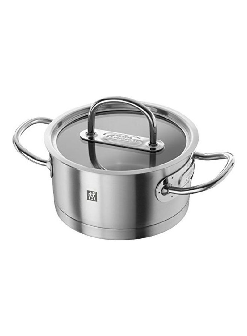 Cooking Pot With Lid Silver/Clear 16cm