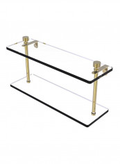 2-Tier Foxtrot Collection Glass Shelf Clear/Gold 16inch