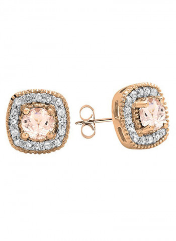 Rose Gold Plated Sterling Silver Halo Stud Earrings