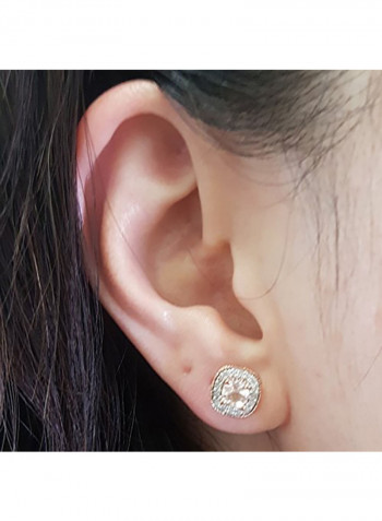 Rose Gold Plated Sterling Silver Halo Stud Earrings