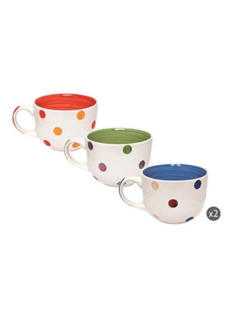 Set Of 6 Ceramics Jumbo Cups Multicolour