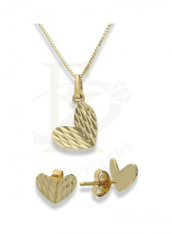 Gold Heart Pendant Set Gold