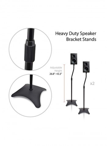 2-Piece Adjustable Speaker Stand Black