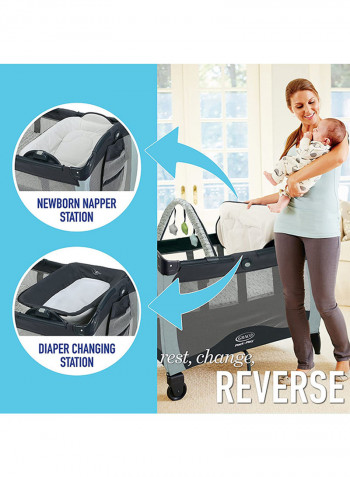 Pack N Play Rev Napper Portia Cot - Grey/White/Purple