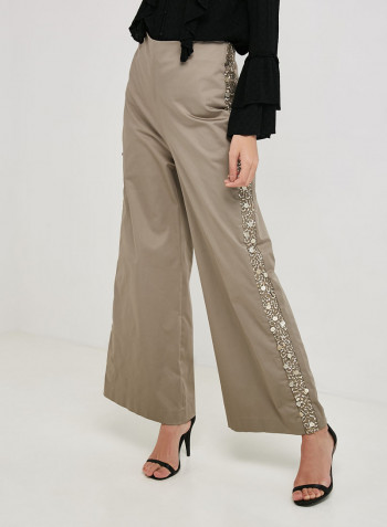 Sequin Star Pants Beige/Brown