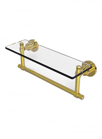 Glass Shelf With Towel Bar Clear/Gold 16x5inch