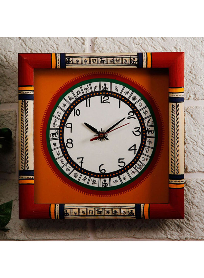Square Wall Clock Red
