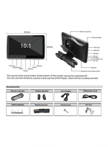 Car Headrest DVD Player JD-1018D Black