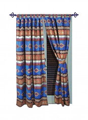2-Piece Window Drapes Set Blue/Brown/White 54x84inch