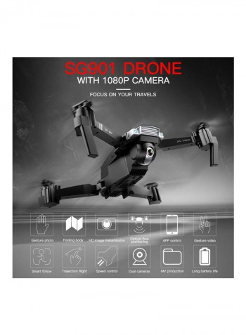 SG901 Drone with Camera 1080P Drone Optical Flow Positioning MV Interface Follow Me Gesture Photos Video RC Quadcopter 3 Batteries 25.5*12*21.3cm