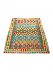 Al Fuad Beautiful Vegetable Dyed Afghan Kilim Woollen Rug Multicolour 152x213cm