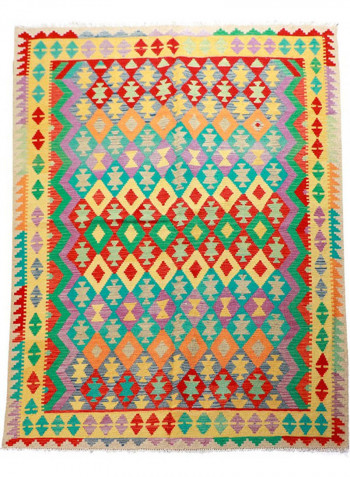 Al Fuad Beautiful Vegetable Dyed Afghan Kilim Woollen Rug Multicolour 152x213cm