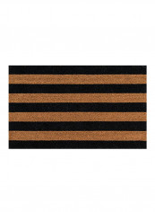Collection Stripe Hand Woven Natural Coir Doormat Brown/Black