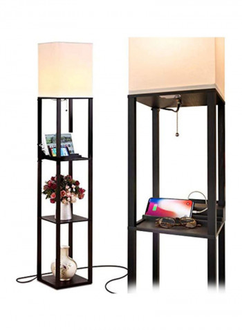 LED Floor Lamp With Shelf Black