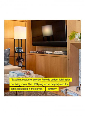 LED Floor Lamp With Shelf Black