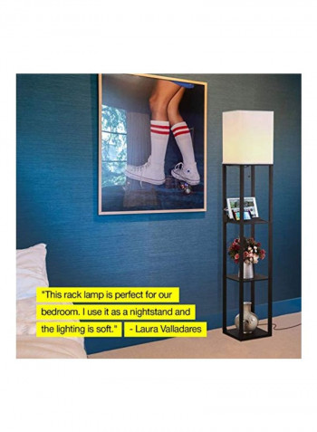 LED Floor Lamp With Shelf Black