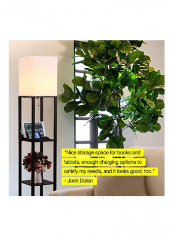 LED Floor Lamp With Shelf Black