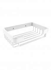 Rectangular Soap Shower Basket Matte White 9.8x3.1x3.1inch