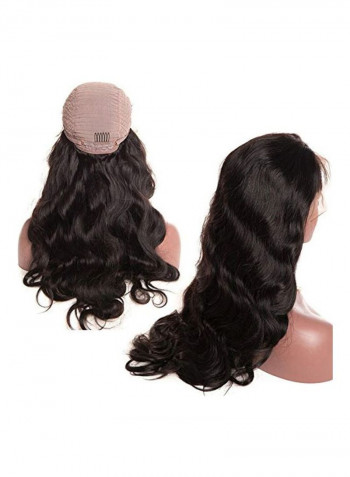 Wavy Lace Hair Extensions Wig Black 16inch