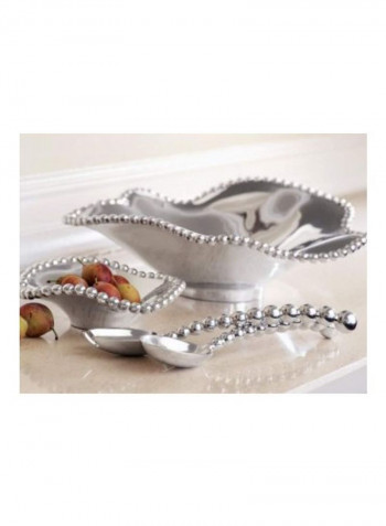 Pearled Wavy Bowl Silver 14.5x16.2x5inch