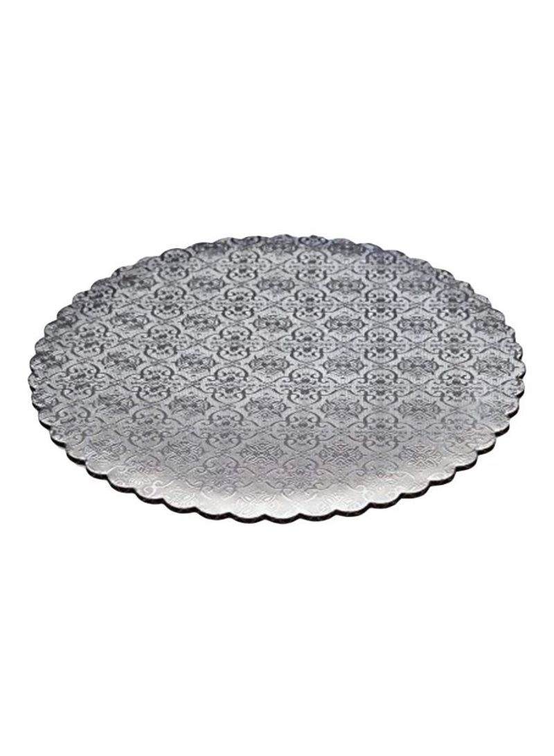 100-Piece Scalloped Edge Cake Circle With Coated Embossed Foil Paper Silver 9inch