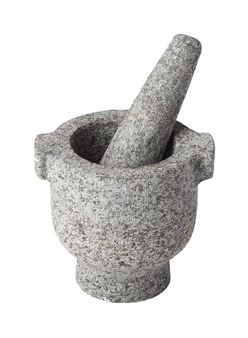 Granite Mortar And Pestle Grey 4.9x6.7x4.9inch