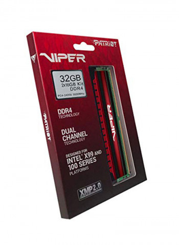 2-Piece 16GB 3000MHz Dual Module Kit 32GB Red/Black