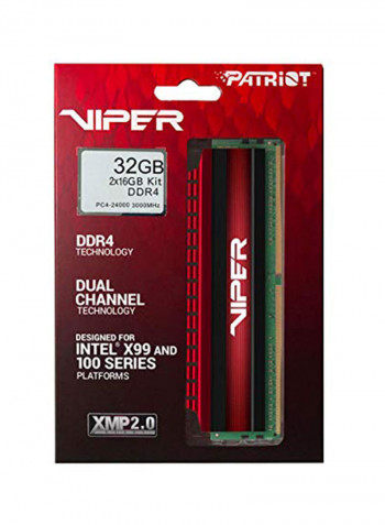 2-Piece 16GB 3000MHz Dual Module Kit 32GB Red/Black