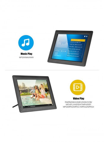 IPS-LCD Digital Photo Frame With Remote Control Black