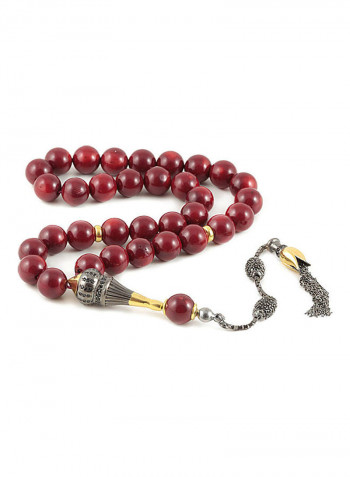 Coral Prayer Beads with Sterling Silver components