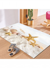 3D Beach Starfish Pattern Anti-Slip Mat White/Brown 140X200centimeter