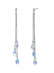 925 Sterling Silver Aurora Borealis Swarovski Crystals Dangling Earrings