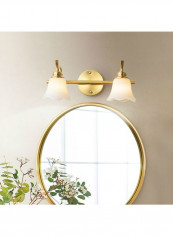 2 Heads Copper Mirror Headlight White/Gold 42x21x20centimeter