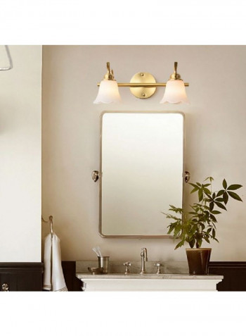 2 Heads Copper Mirror Headlight White/Gold 42x21x20centimeter