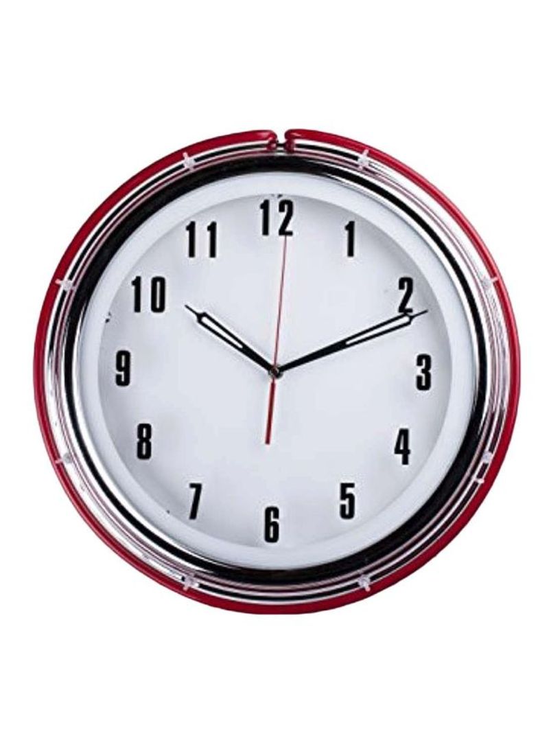 Neon Diner Wall Clock White/Red/Black 16x2x16inch