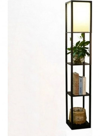 Floor Lamp with Three-Storey Rack Black