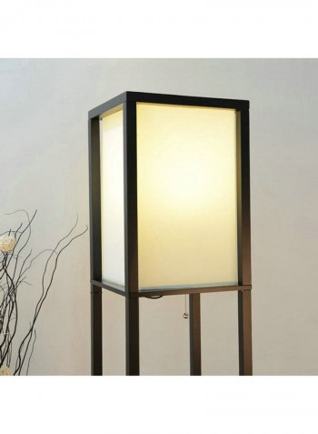 Floor Lamp with Three-Storey Rack Black