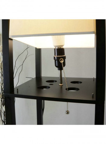 Floor Lamp with Three-Storey Rack Black
