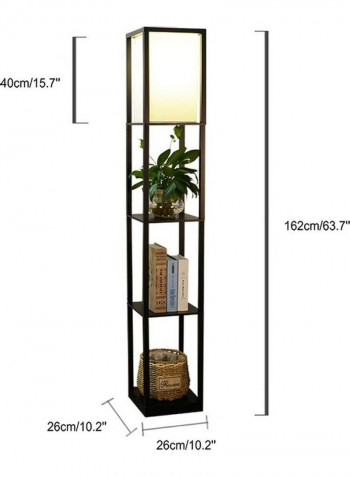 Floor Lamp with Three-Storey Rack Black