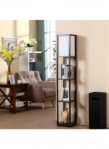 Floor Lamp with Three-Storey Rack Black