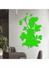 1-Piece Flower And Butterfly Mirror Surface Wall Sticker Green