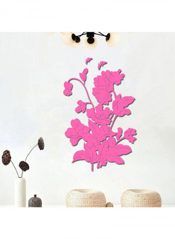 Wall Sticker Flower And Butterfly Pink 60 x 90cm