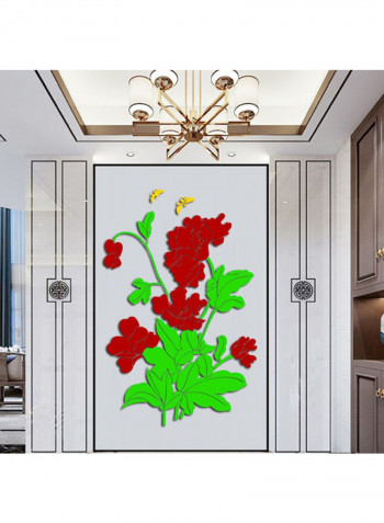 Wall Sticker Flowers And Butterflies Green/Red/Yellow