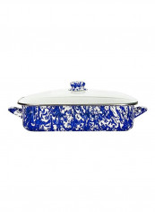 Swirl Pattern Pan With Lid Cobalt Blue Swirl 16x12.5x4inch