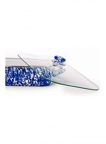 Swirl Pattern Pan With Lid Cobalt Blue Swirl 16x12.5x4inch